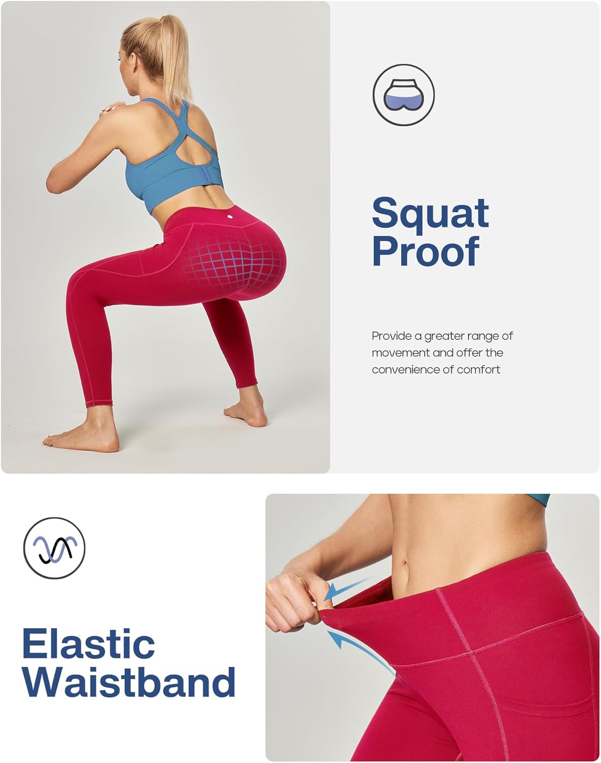 Leggings with Pockets for Women Tummy Control High Waisted Yoga Pants Women Compression Workout Leggings