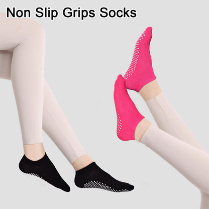 Yoga Grips Non Slip Socks 3 Pairs Pilates Anti Skid Grippers Grippy Ballet Barre Socks for Women