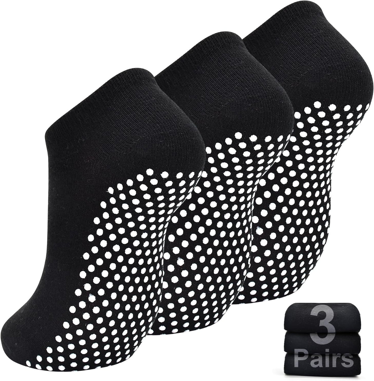 Yoga Grips Non Slip Socks 3 Pairs Pilates Anti Skid Grippers Grippy Ballet Barre Socks for Women