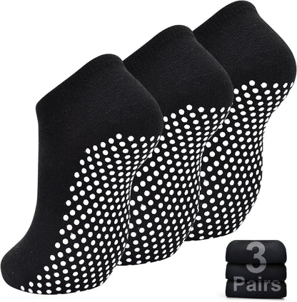 Yoga Grips Non Slip Socks 3 Pairs Pilates Anti Skid Grippers Grippy Ballet Barre Socks for Women