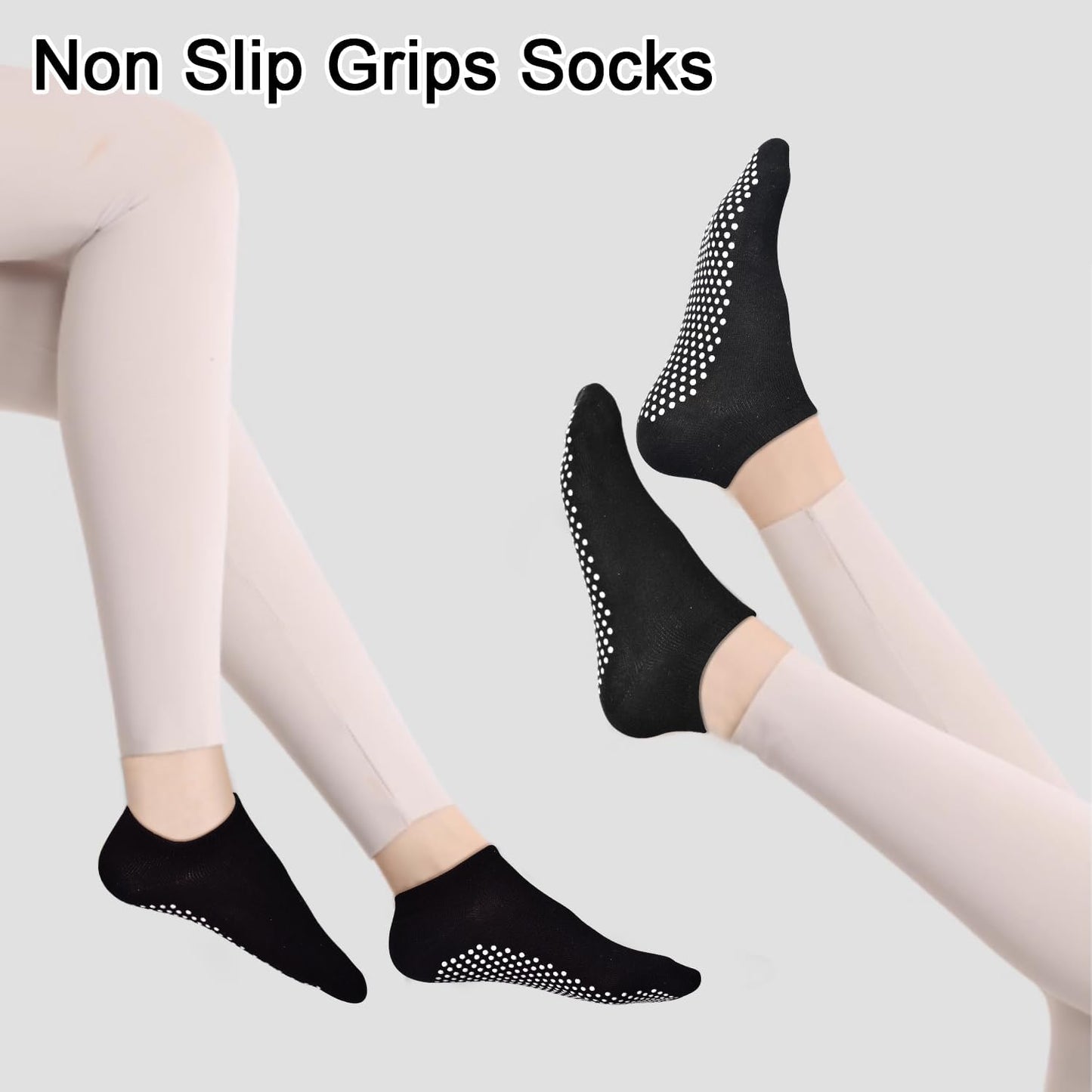 Yoga Grips Non Slip Socks 3 Pairs Pilates Anti Skid Grippers Grippy Ballet Barre Socks for Women