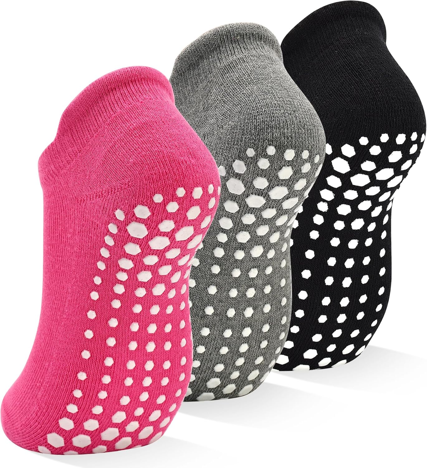 Yoga Grips Non Slip Socks 3 Pairs Pilates Anti Skid Grippers Grippy Ballet Barre Socks for Women