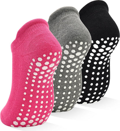 Yoga Grips Non Slip Socks 3 Pairs Pilates Anti Skid Grippers Grippy Ballet Barre Socks for Women