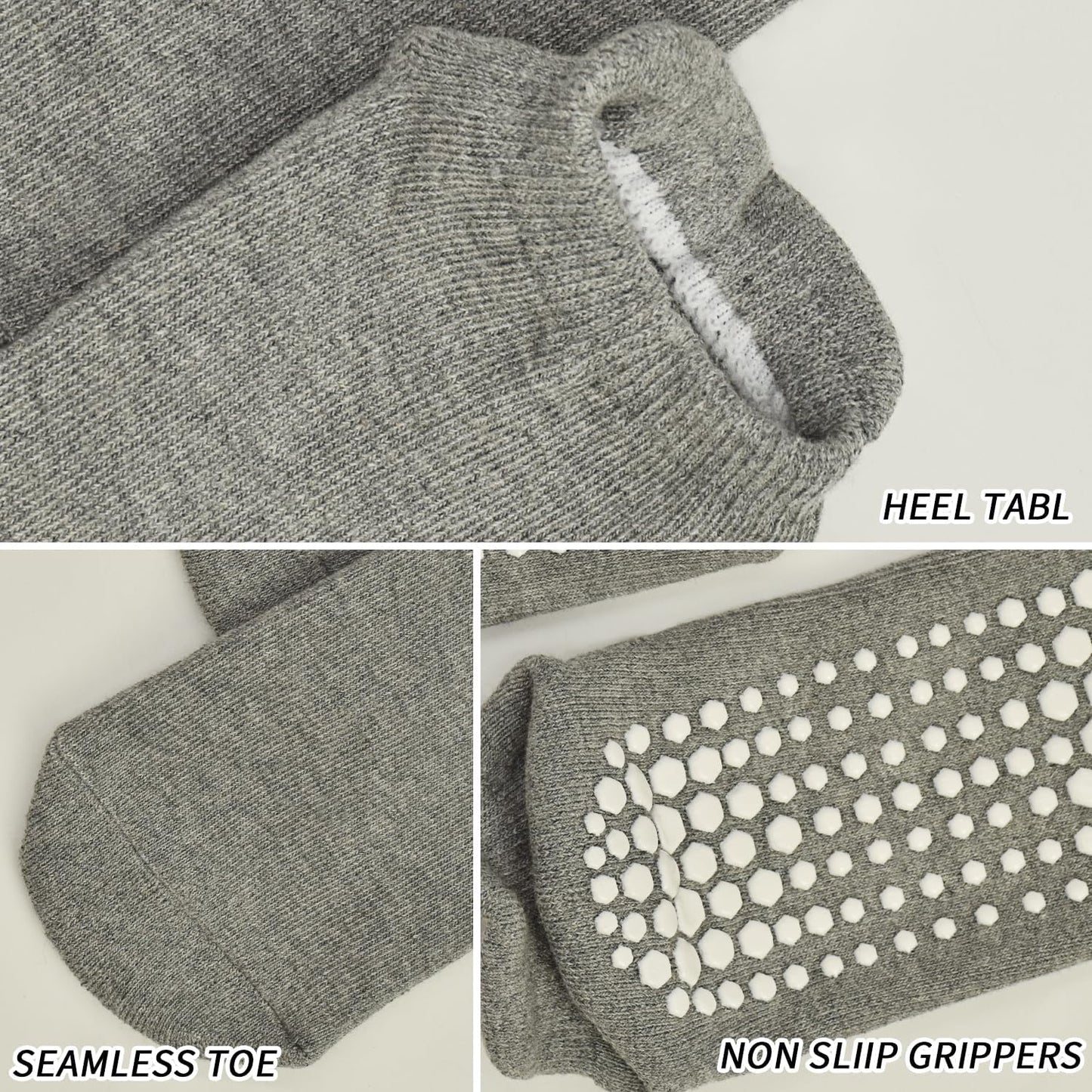 Yoga Grips Non Slip Socks 3 Pairs Pilates Anti Skid Grippers Grippy Ballet Barre Socks for Women
