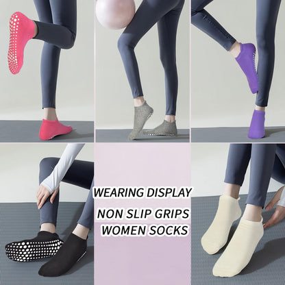 Yoga Grips Non Slip Socks 3 Pairs Pilates Anti Skid Grippers Grippy Ballet Barre Socks for Women