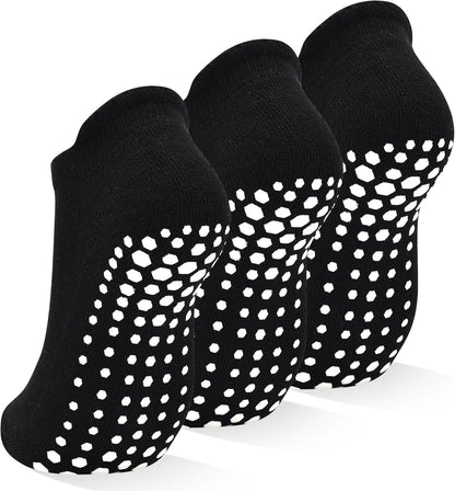 Yoga Grips Non Slip Socks 3 Pairs Pilates Anti Skid Grippers Grippy Ballet Barre Socks for Women