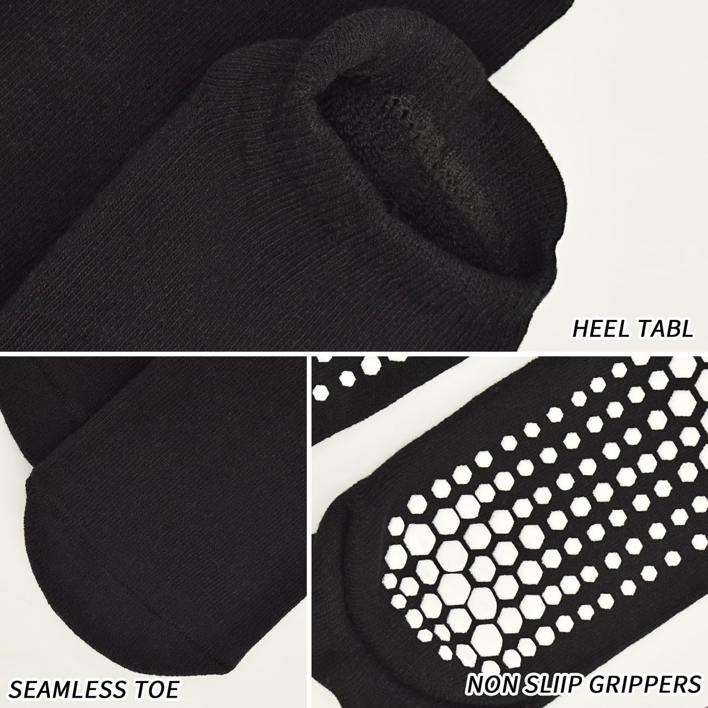 Yoga Grips Non Slip Socks 3 Pairs Pilates Anti Skid Grippers Grippy Ballet Barre Socks for Women