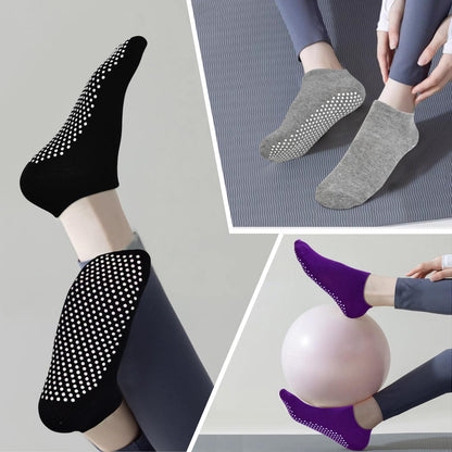 Yoga Grips Non Slip Socks 3 Pairs Pilates Anti Skid Grippers Grippy Ballet Barre Socks for Women