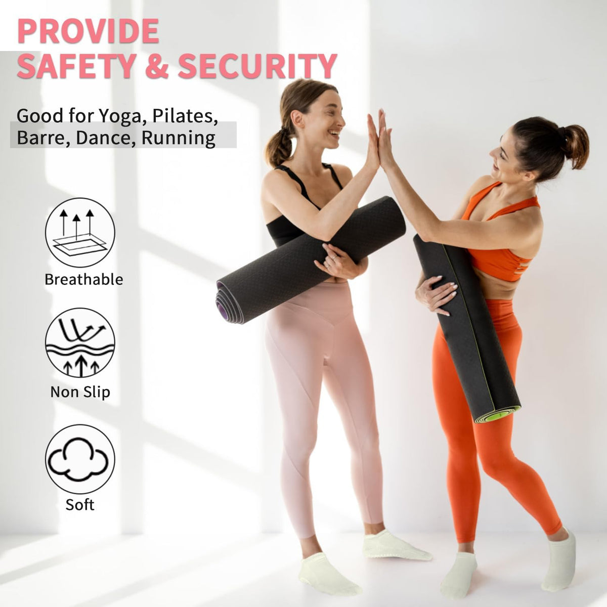 Yoga Grips Non Slip Socks 3 Pairs Pilates Anti Skid Grippers Grippy Ballet Barre Socks for Women