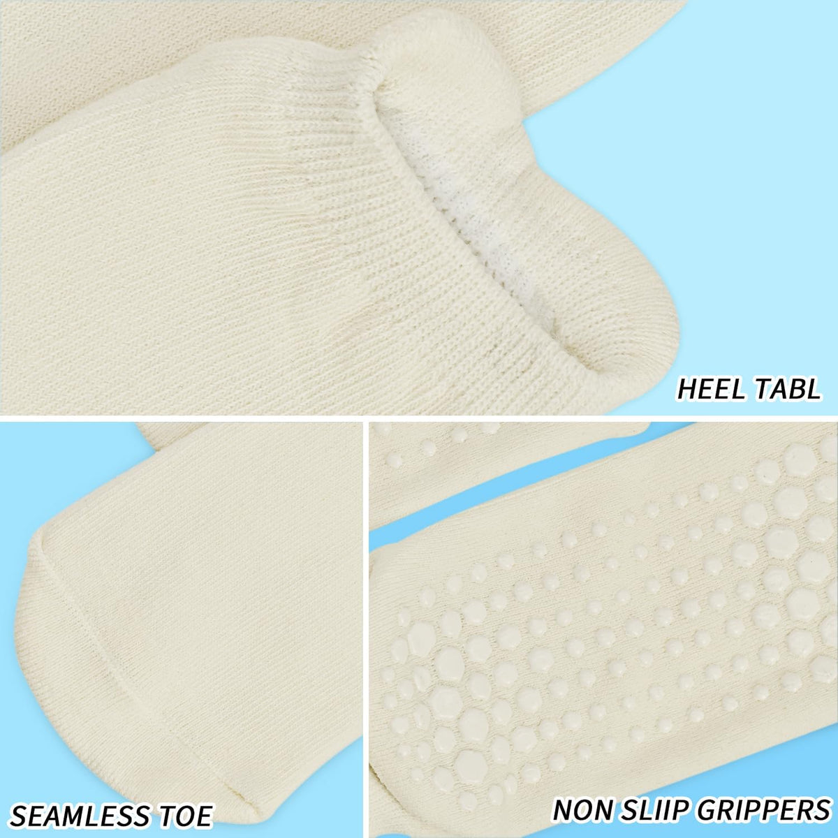 Yoga Grips Non Slip Socks 3 Pairs Pilates Anti Skid Grippers Grippy Ballet Barre Socks for Women