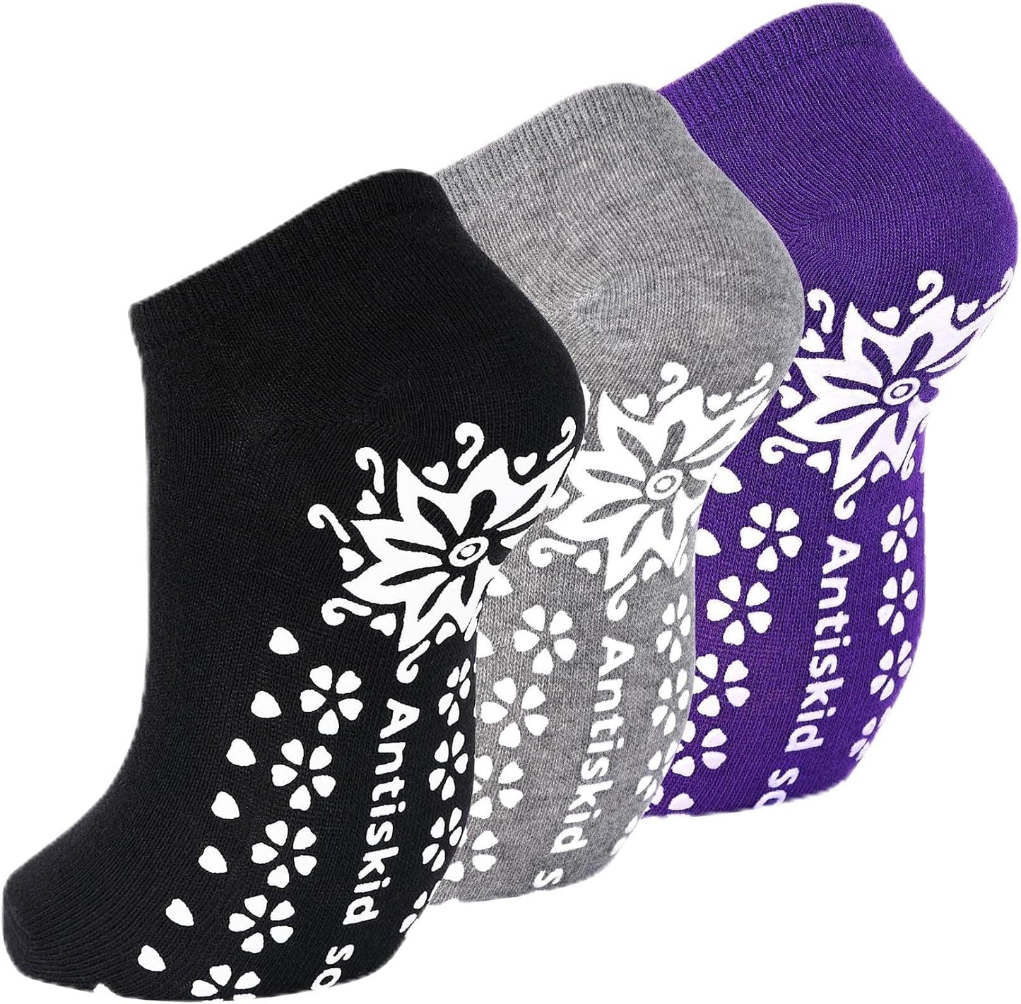 Yoga Grips Non Slip Socks 3 Pairs Pilates Anti Skid Grippers Grippy Ballet Barre Socks for Women