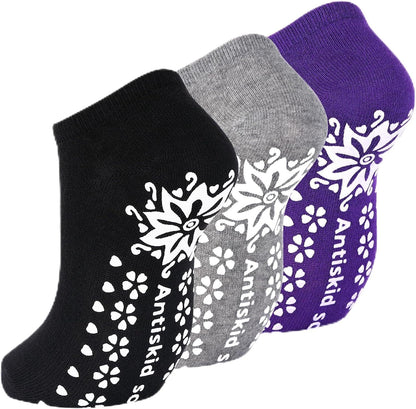 Yoga Grips Non Slip Socks 3 Pairs Pilates Anti Skid Grippers Grippy Ballet Barre Socks for Women