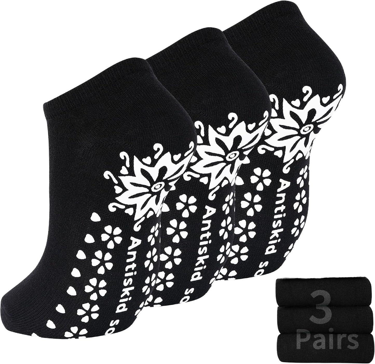 Yoga Grips Non Slip Socks 3 Pairs Pilates Anti Skid Grippers Grippy Ballet Barre Socks for Women