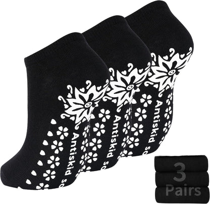 Yoga Grips Non Slip Socks 3 Pairs Pilates Anti Skid Grippers Grippy Ballet Barre Socks for Women