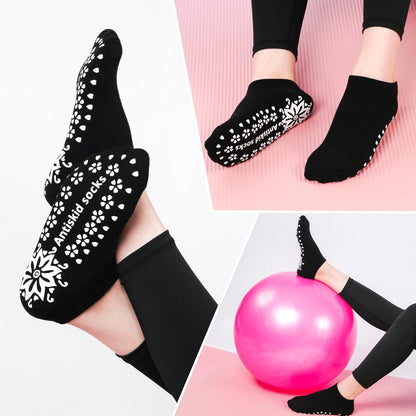 Yoga Grips Non Slip Socks 3 Pairs Pilates Anti Skid Grippers Grippy Ballet Barre Socks for Women