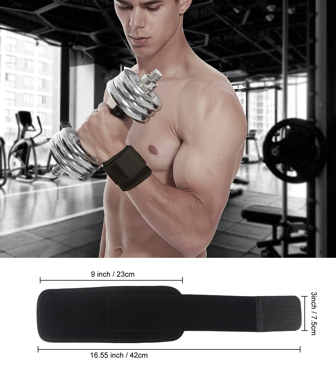2 Pack Wrist Brace Adjustable Wrist Support Wrist Straps for Fitness Weightlifting, Tendonitis, Carpal Tunnel Arthritis, Wrist Wraps Wrist Pain Relief Highly Elastic (Black)