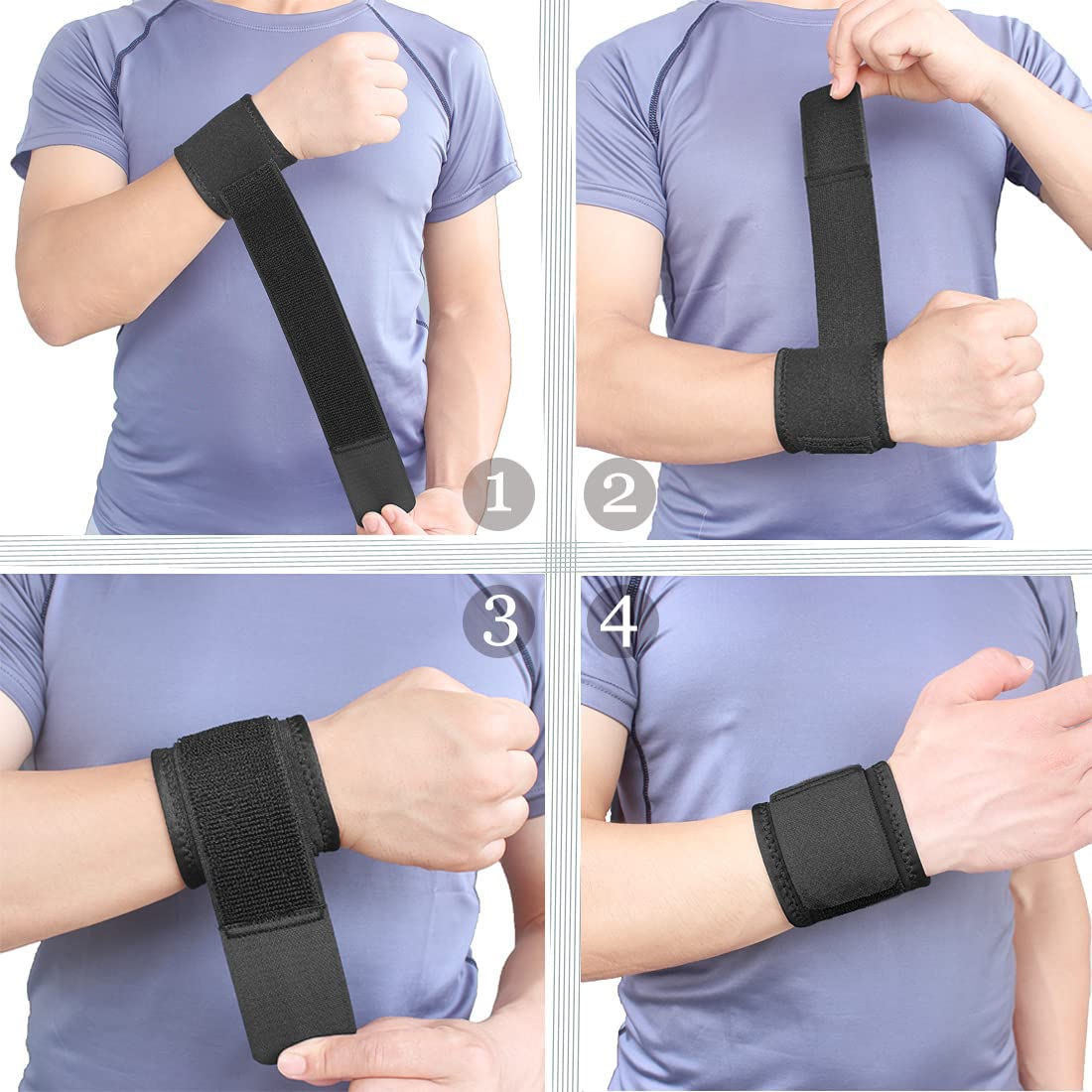 2 Pack Wrist Brace Adjustable Wrist Support Wrist Straps for Fitness Weightlifting, Tendonitis, Carpal Tunnel Arthritis, Wrist Wraps Wrist Pain Relief Highly Elastic (Black)