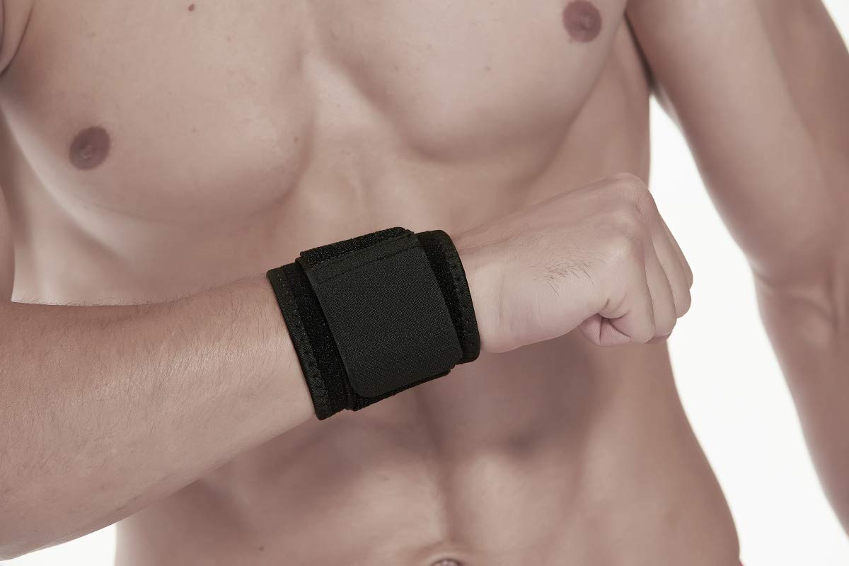 2 Pack Wrist Brace Adjustable Wrist Support Wrist Straps for Fitness Weightlifting, Tendonitis, Carpal Tunnel Arthritis, Wrist Wraps Wrist Pain Relief Highly Elastic (Black)
