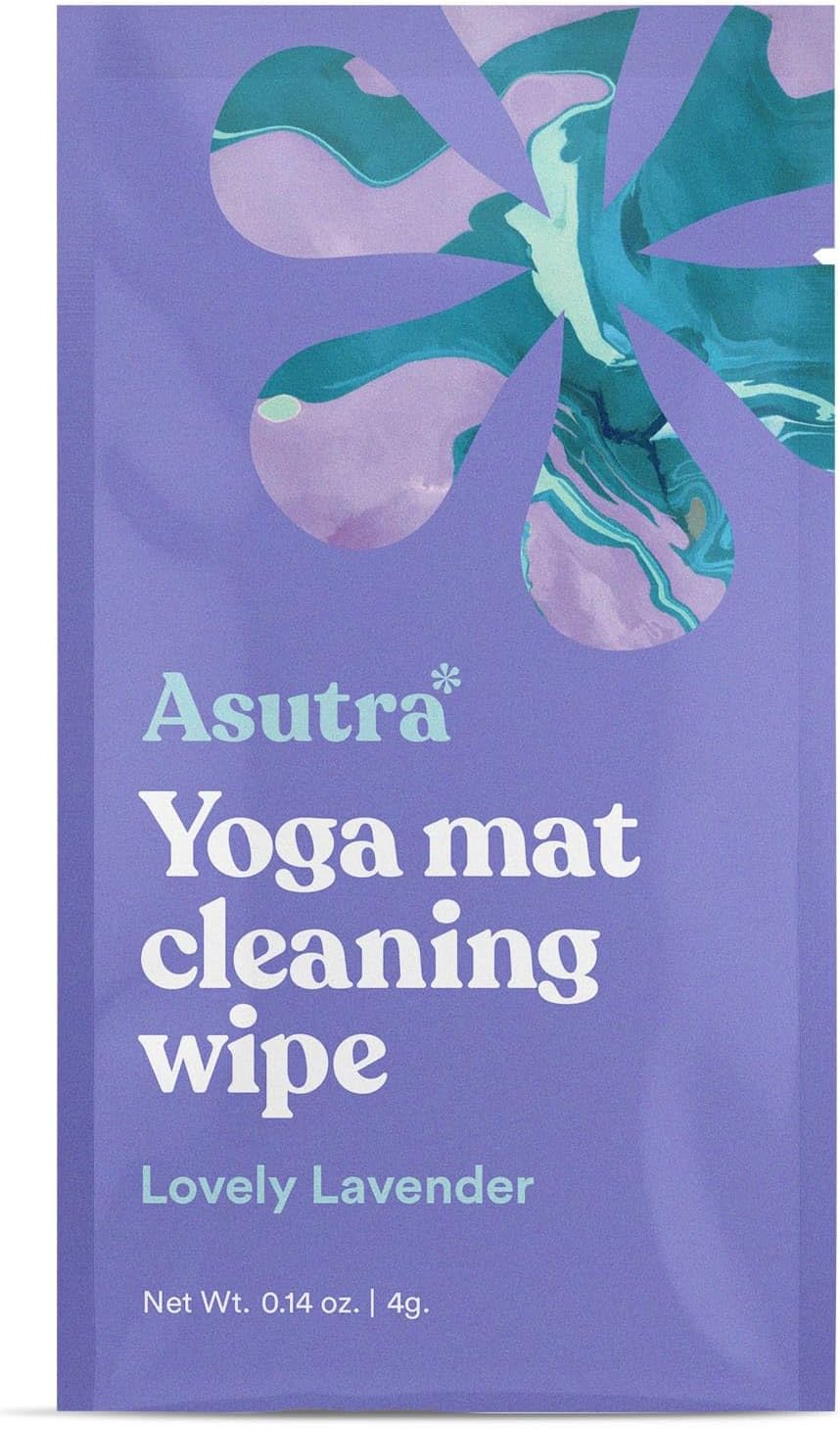 ASUTRA Yoga Mat Wipes (Lovely Lavender), Individually Wrapped Wipes 1 Box (30 Wipes)- No Slippery Residue, Deep-Cleansing for Fitness Gear & Gym Equipment