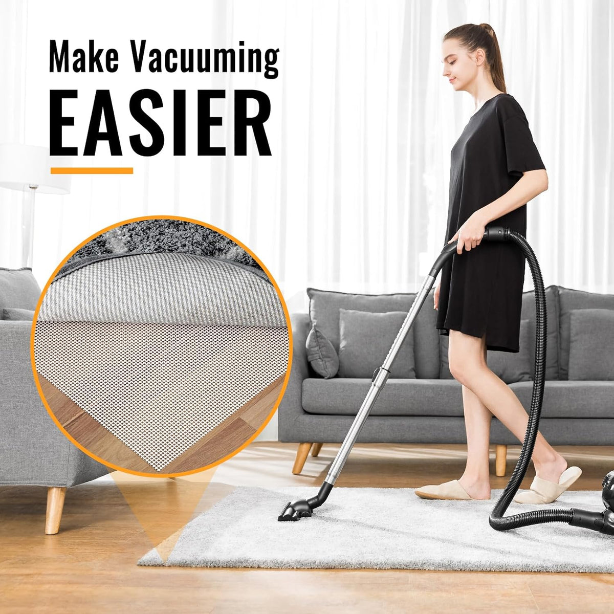 Silicone Non Slip Rug Pad, Anti Skid Thick Area Rug Pad Gripper, Under Carpet Rug Mats for Hardwood Surface Floors, Keep Rugs in Place-2x3 Ft