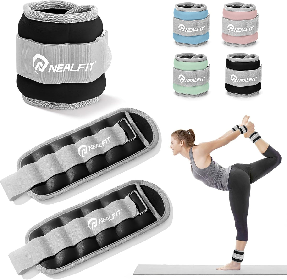 Ankle Wrist Weights, Adjustable Arm Leg Weights for Women Men, Secure Fit Non-Slip Exercise Weights for Home Workout, Running, Walking, Aerobics, Physical Therapy