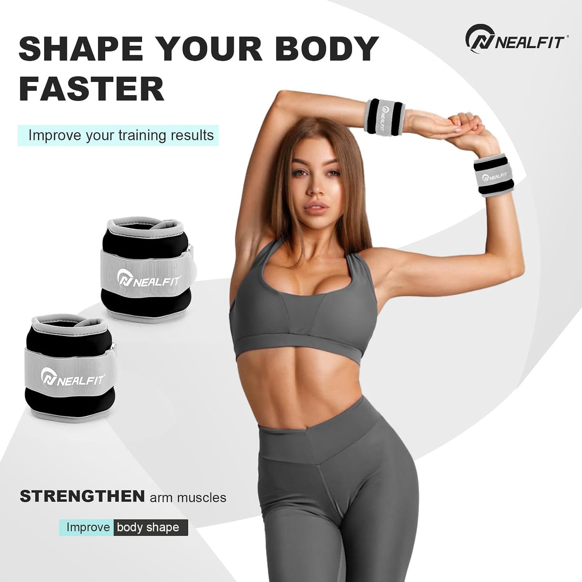 Ankle Wrist Weights, Adjustable Arm Leg Weights for Women Men, Secure Fit Non-Slip Exercise Weights for Home Workout, Running, Walking, Aerobics, Physical Therapy
