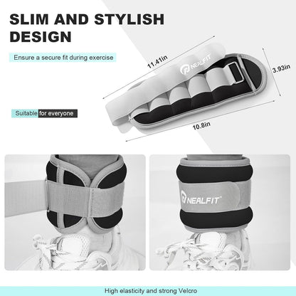 Ankle Wrist Weights, Adjustable Arm Leg Weights for Women Men, Secure Fit Non-Slip Exercise Weights for Home Workout, Running, Walking, Aerobics, Physical Therapy