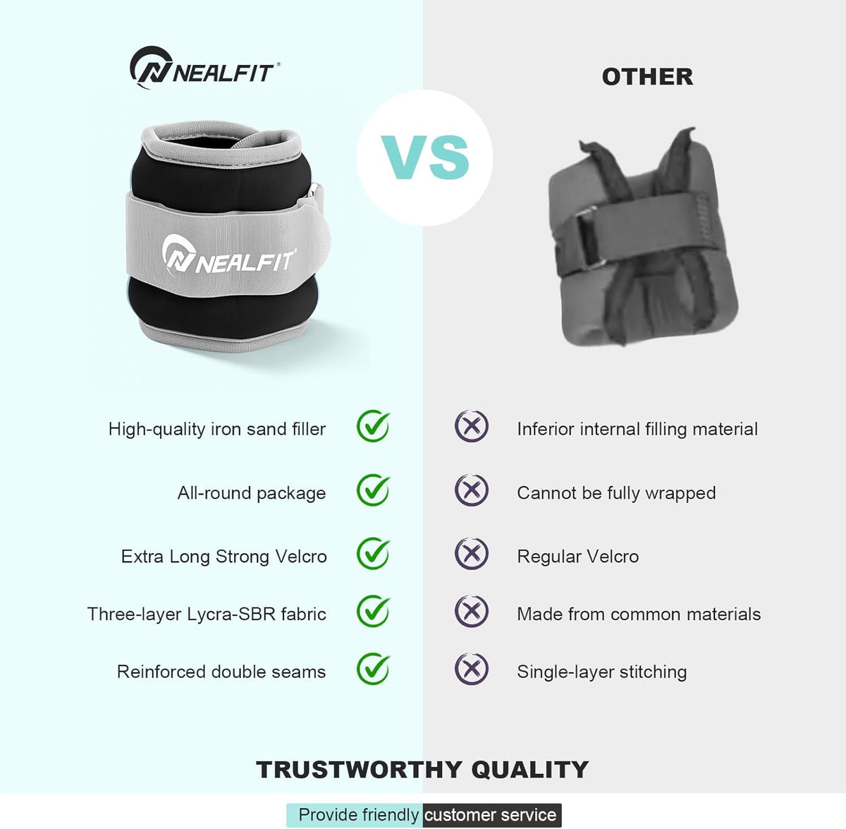 Ankle Wrist Weights, Adjustable Arm Leg Weights for Women Men, Secure Fit Non-Slip Exercise Weights for Home Workout, Running, Walking, Aerobics, Physical Therapy