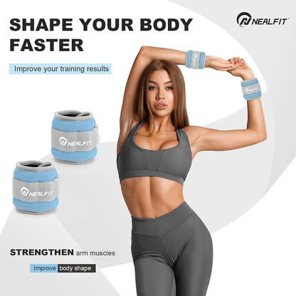 Ankle Wrist Weights, Adjustable Arm Leg Weights for Women Men, Secure Fit Non-Slip Exercise Weights for Home Workout, Running, Walking, Aerobics, Physical Therapy