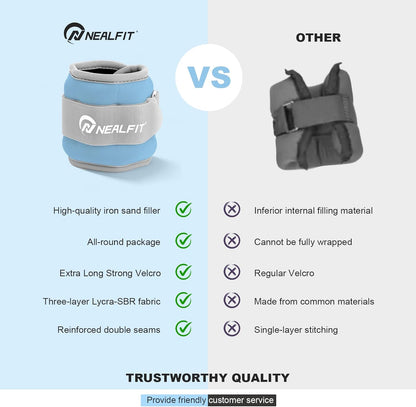 Ankle Wrist Weights, Adjustable Arm Leg Weights for Women Men, Secure Fit Non-Slip Exercise Weights for Home Workout, Running, Walking, Aerobics, Physical Therapy