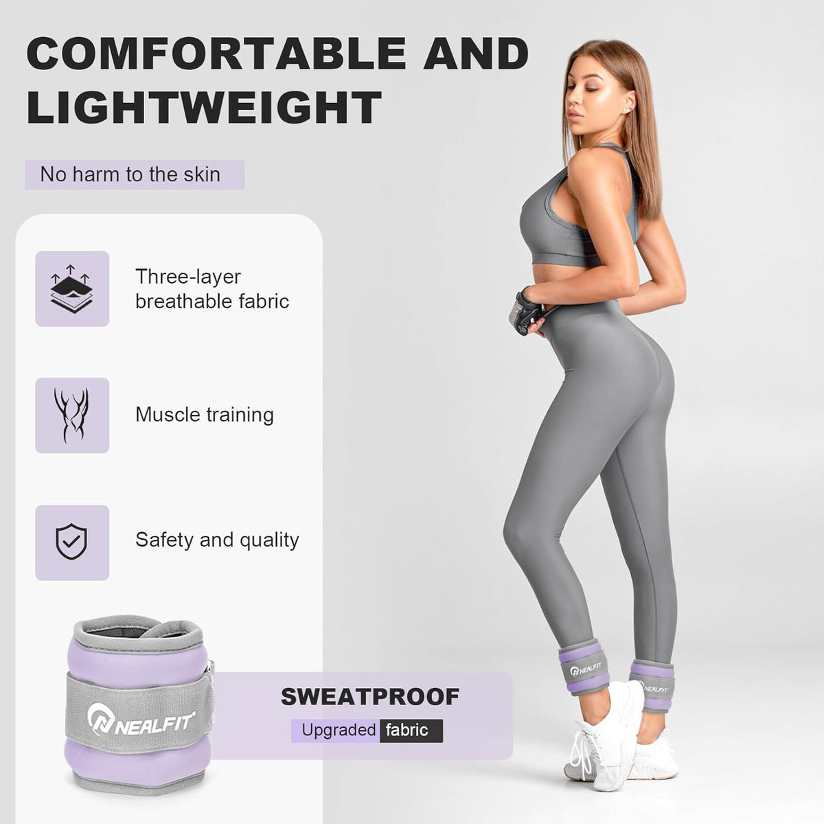 Ankle Wrist Weights, Adjustable Arm Leg Weights for Women Men, Secure Fit Non-Slip Exercise Weights for Home Workout, Running, Walking, Aerobics, Physical Therapy