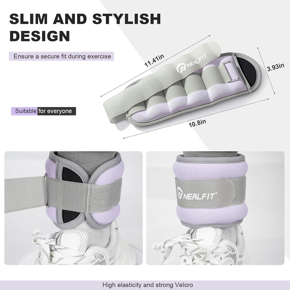 Ankle Wrist Weights, Adjustable Arm Leg Weights for Women Men, Secure Fit Non-Slip Exercise Weights for Home Workout, Running, Walking, Aerobics, Physical Therapy