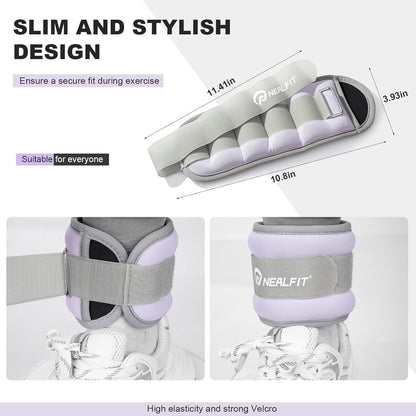 Ankle Wrist Weights, Adjustable Arm Leg Weights for Women Men, Secure Fit Non-Slip Exercise Weights for Home Workout, Running, Walking, Aerobics, Physical Therapy