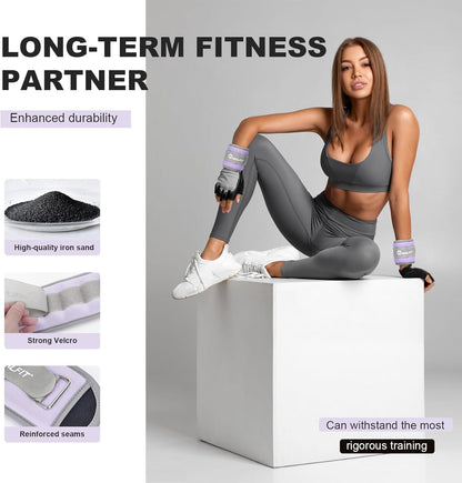Ankle Wrist Weights, Adjustable Arm Leg Weights for Women Men, Secure Fit Non-Slip Exercise Weights for Home Workout, Running, Walking, Aerobics, Physical Therapy