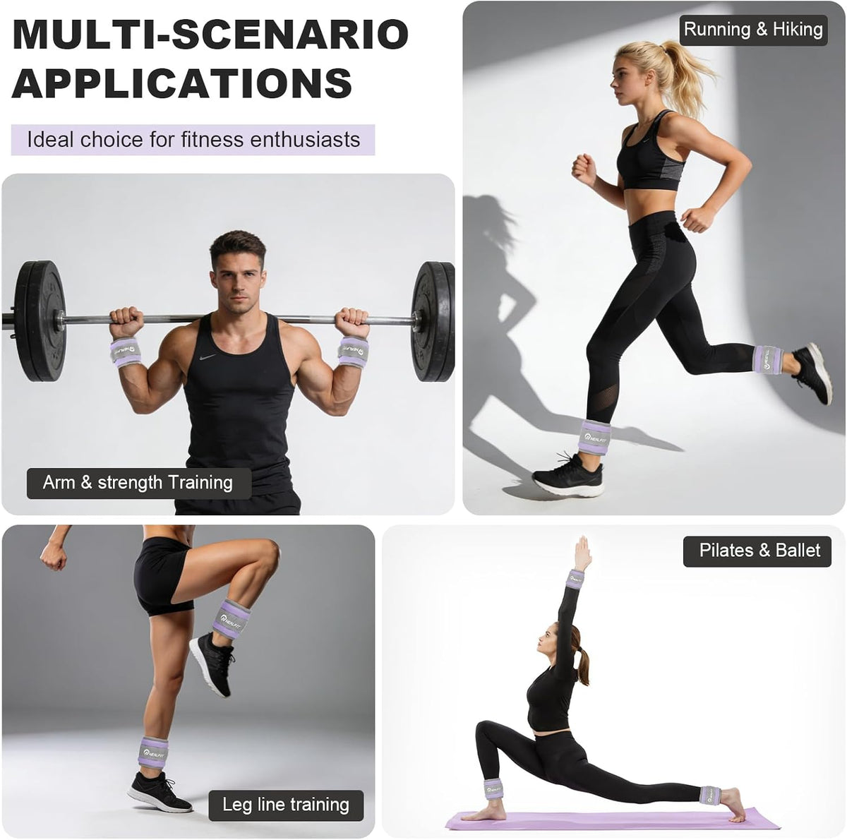 Ankle Wrist Weights, Adjustable Arm Leg Weights for Women Men, Secure Fit Non-Slip Exercise Weights for Home Workout, Running, Walking, Aerobics, Physical Therapy