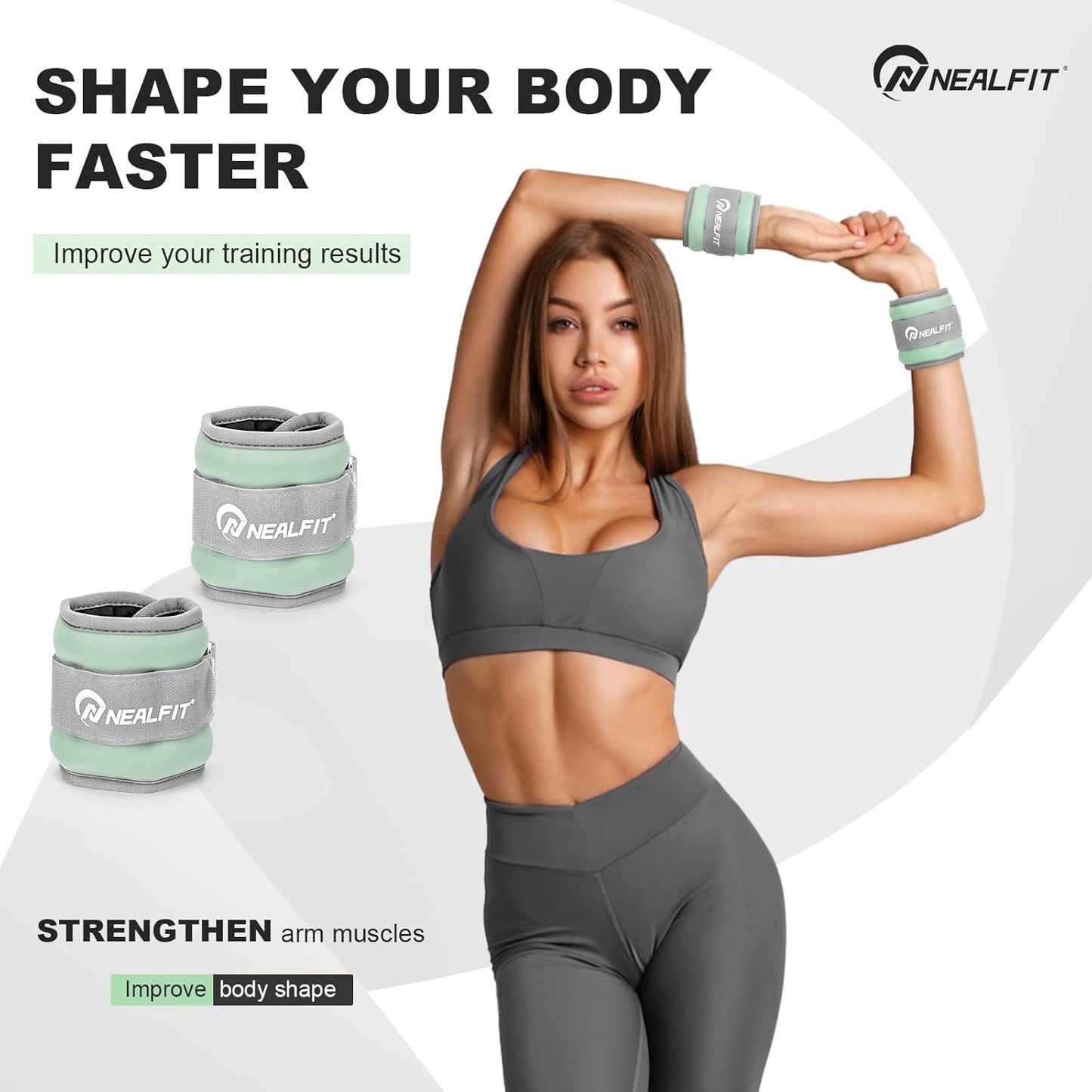 Ankle Wrist Weights, Adjustable Arm Leg Weights for Women Men, Secure Fit Non-Slip Exercise Weights for Home Workout, Running, Walking, Aerobics, Physical Therapy