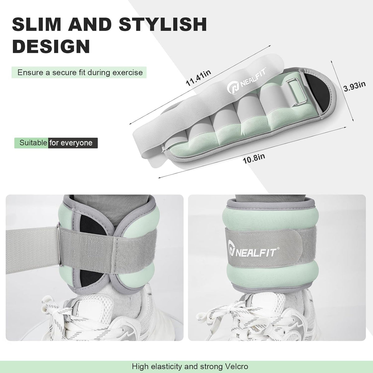 Ankle Wrist Weights, Adjustable Arm Leg Weights for Women Men, Secure Fit Non-Slip Exercise Weights for Home Workout, Running, Walking, Aerobics, Physical Therapy