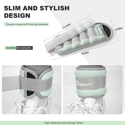 Ankle Wrist Weights, Adjustable Arm Leg Weights for Women Men, Secure Fit Non-Slip Exercise Weights for Home Workout, Running, Walking, Aerobics, Physical Therapy