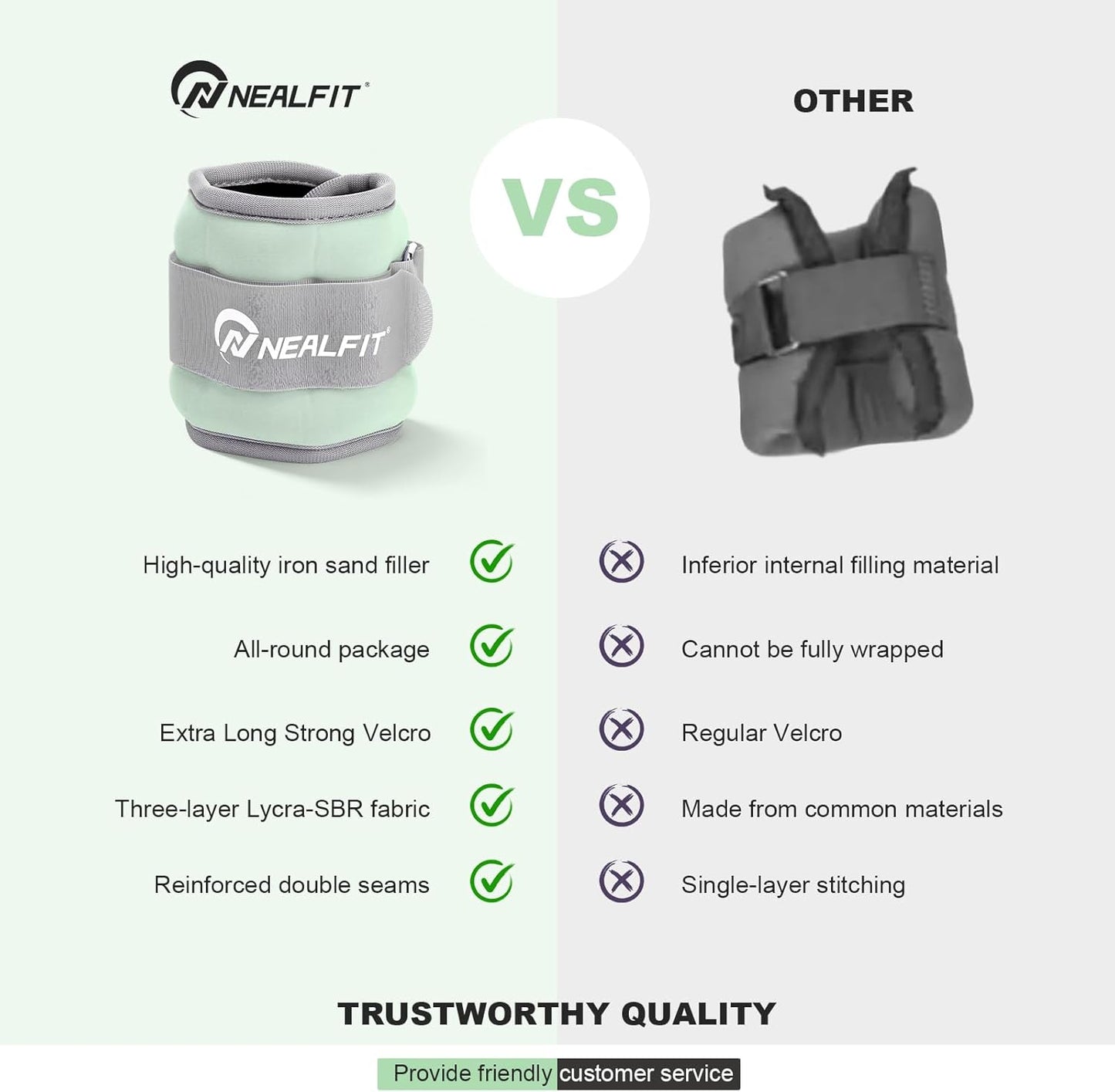Ankle Wrist Weights, Adjustable Arm Leg Weights for Women Men, Secure Fit Non-Slip Exercise Weights for Home Workout, Running, Walking, Aerobics, Physical Therapy