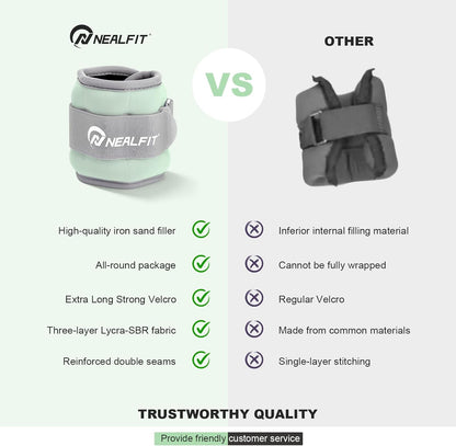 Ankle Wrist Weights, Adjustable Arm Leg Weights for Women Men, Secure Fit Non-Slip Exercise Weights for Home Workout, Running, Walking, Aerobics, Physical Therapy