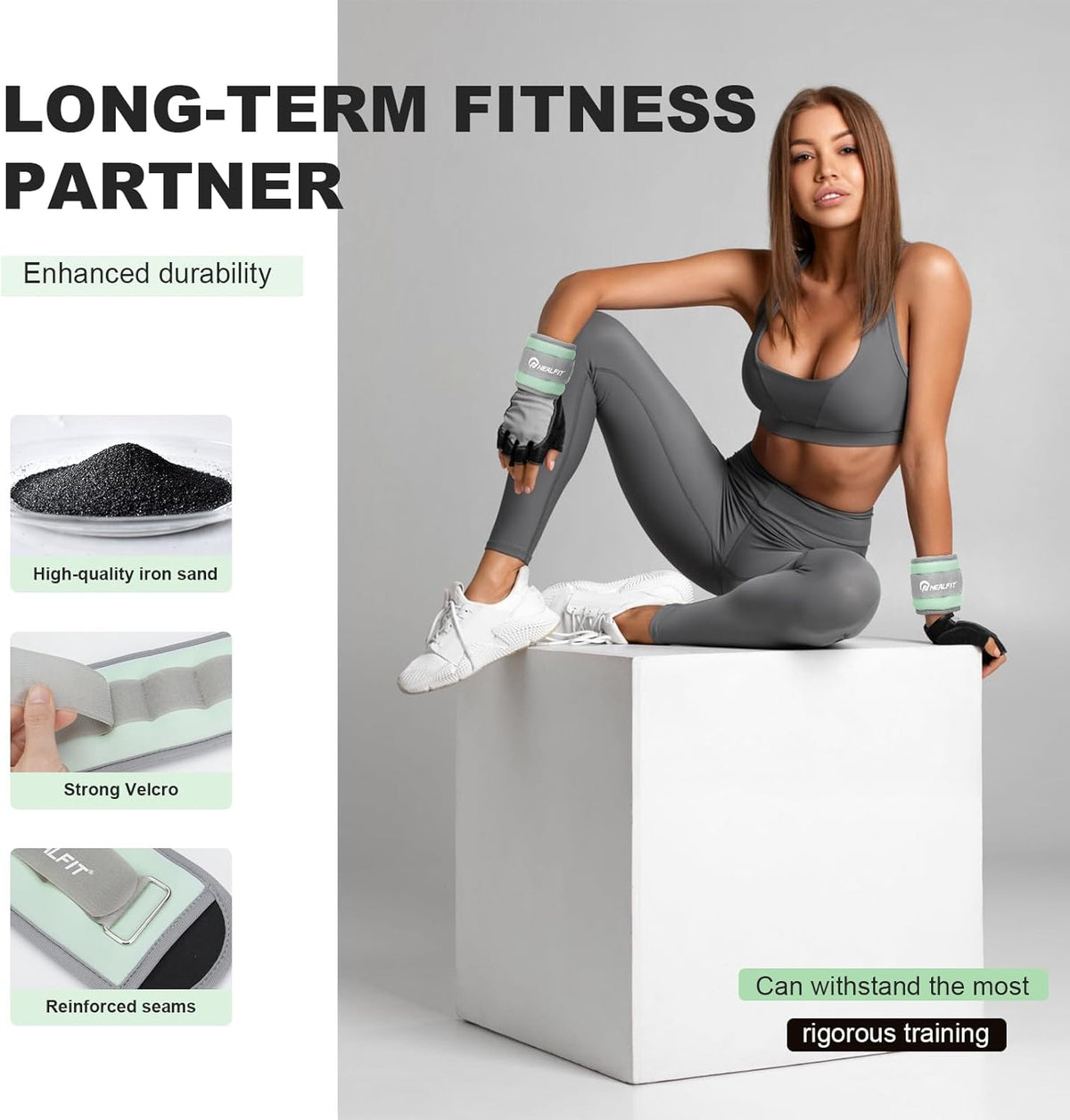 Ankle Wrist Weights, Adjustable Arm Leg Weights for Women Men, Secure Fit Non-Slip Exercise Weights for Home Workout, Running, Walking, Aerobics, Physical Therapy