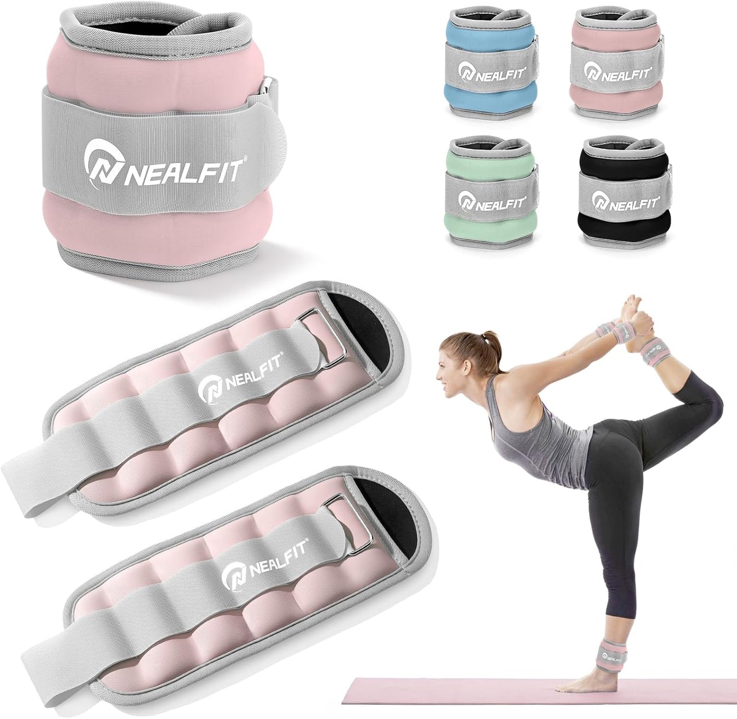 Ankle Wrist Weights, Adjustable Arm Leg Weights for Women Men, Secure Fit Non-Slip Exercise Weights for Home Workout, Running, Walking, Aerobics, Physical Therapy