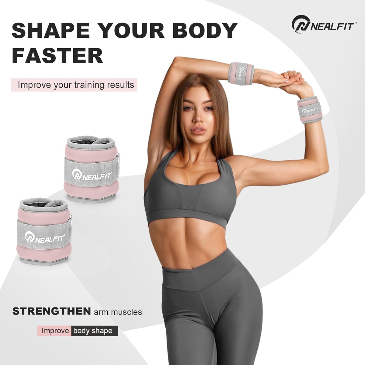 Ankle Wrist Weights, Adjustable Arm Leg Weights for Women Men, Secure Fit Non-Slip Exercise Weights for Home Workout, Running, Walking, Aerobics, Physical Therapy