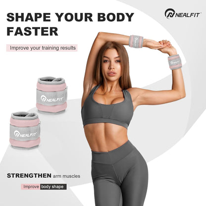 Ankle Wrist Weights, Adjustable Arm Leg Weights for Women Men, Secure Fit Non-Slip Exercise Weights for Home Workout, Running, Walking, Aerobics, Physical Therapy
