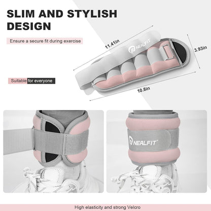 Ankle Wrist Weights, Adjustable Arm Leg Weights for Women Men, Secure Fit Non-Slip Exercise Weights for Home Workout, Running, Walking, Aerobics, Physical Therapy