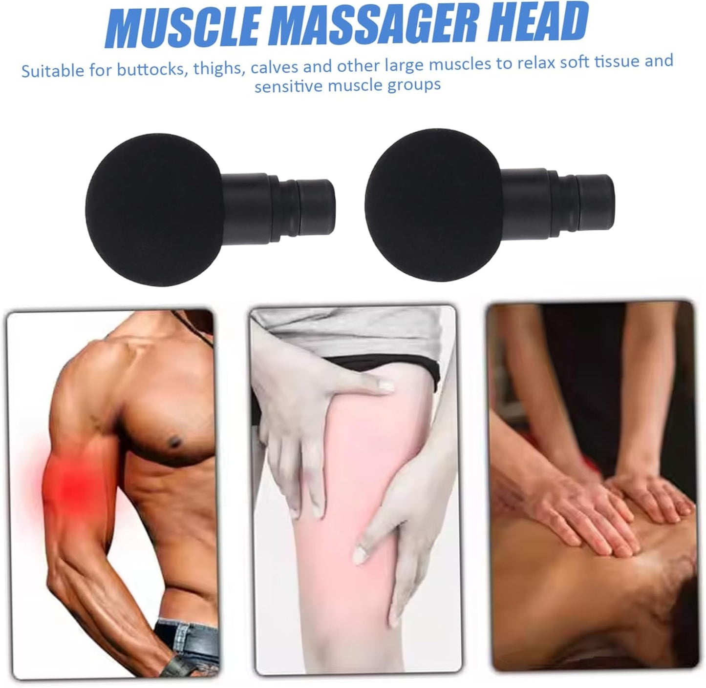Massage Gun Attachments - 2PCS Round Plastic Replacement Heads, for Muscle Relaxing