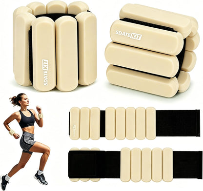 Wrist and Ankle Weights for Women & Men 2 Pack (1lb Each), Adjustable Silicone Wearable Arm & Leg Weights for Pilates, Gym, Yoga, Cardio, Strength Training