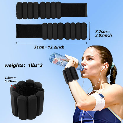 Wrist and Ankle Weights for Women & Men 2 Pack (1lb Each), Adjustable Silicone Wearable Arm & Leg Weights for Pilates, Gym, Yoga, Cardio, Strength Training