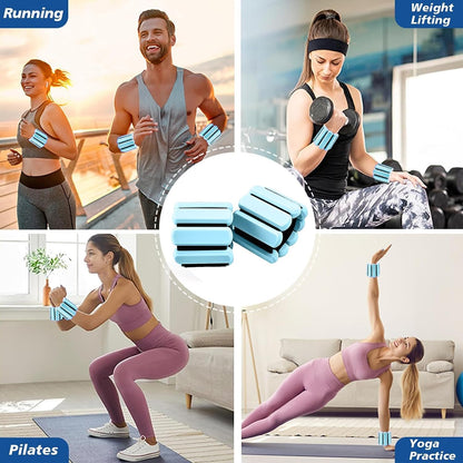 Wrist and Ankle Weights for Women & Men 2 Pack (1lb Each), Adjustable Silicone Wearable Arm & Leg Weights for Pilates, Gym, Yoga, Cardio, Strength Training