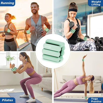 Wrist and Ankle Weights for Women & Men 2 Pack (1lb Each), Adjustable Silicone Wearable Arm & Leg Weights for Pilates, Gym, Yoga, Cardio, Strength Training